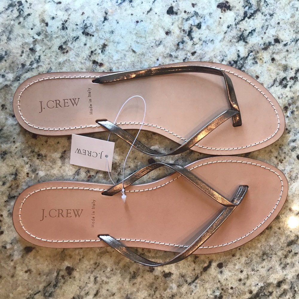 J. Crew NWT Rio bronze thong sandals flip-flops 10